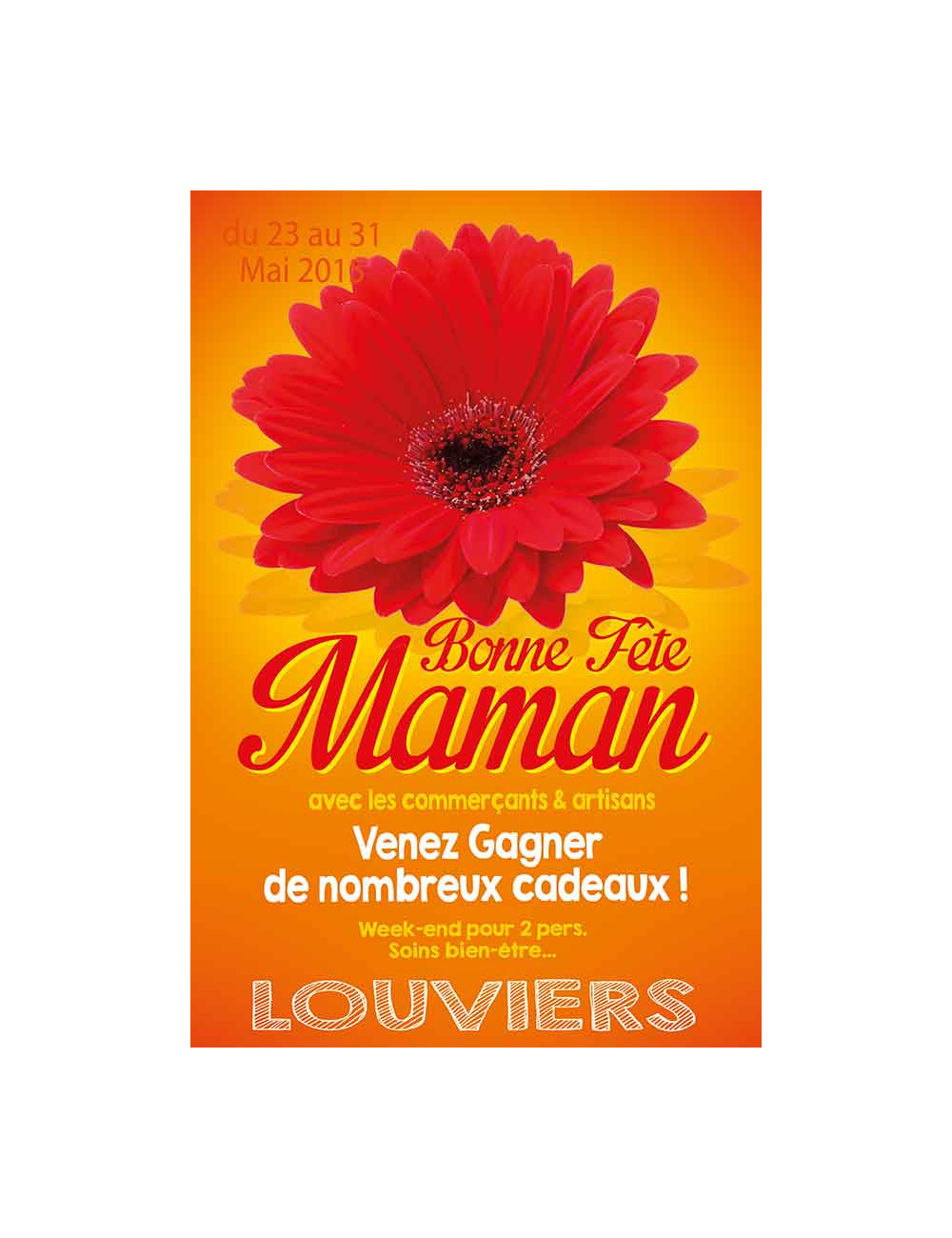 Affiches A2 (42x59,4 cm) Bonne Fête Maman fleur rouge