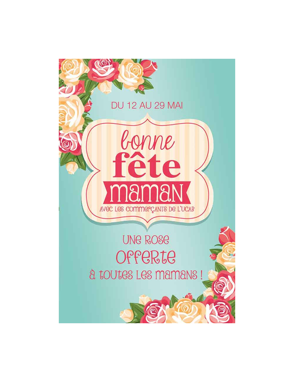 Affiches A3 (30x42 cm) Bonne Fête Maman roses