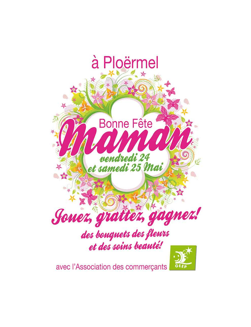 Affiches A2 (42x59,4 cm) Bonne Fête Maman papillon