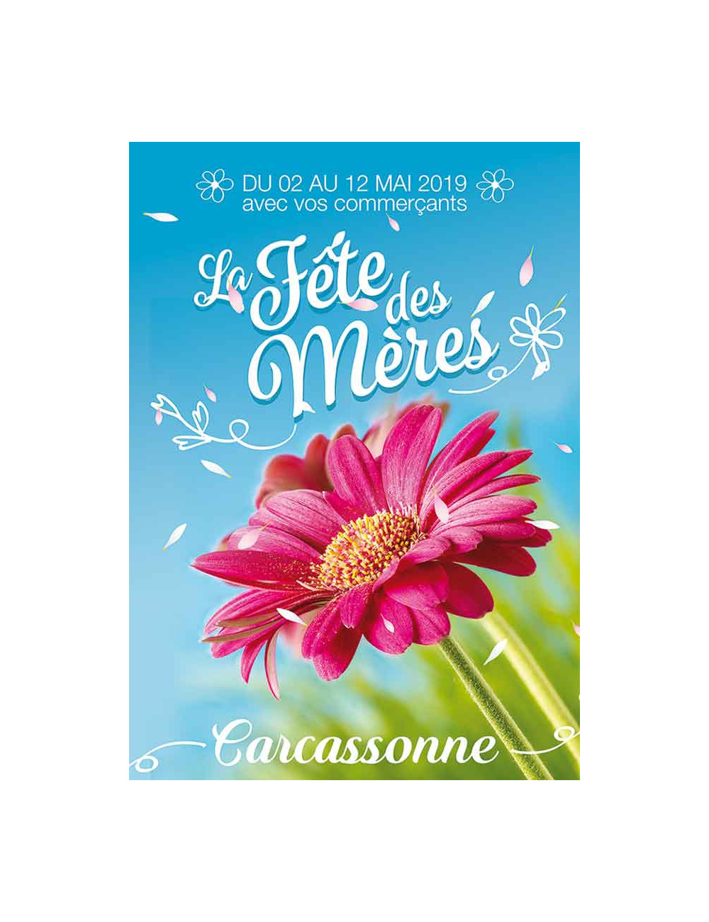 Affiches A2 (42x59,4 cm) Bonne Fête Maman fleur rose