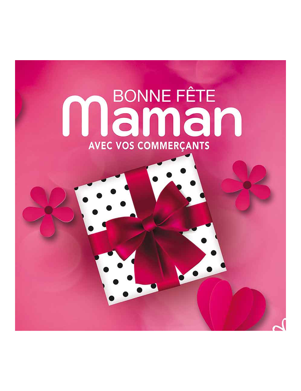 Stickers vitrine événementiel Bonne Fête Maman rose