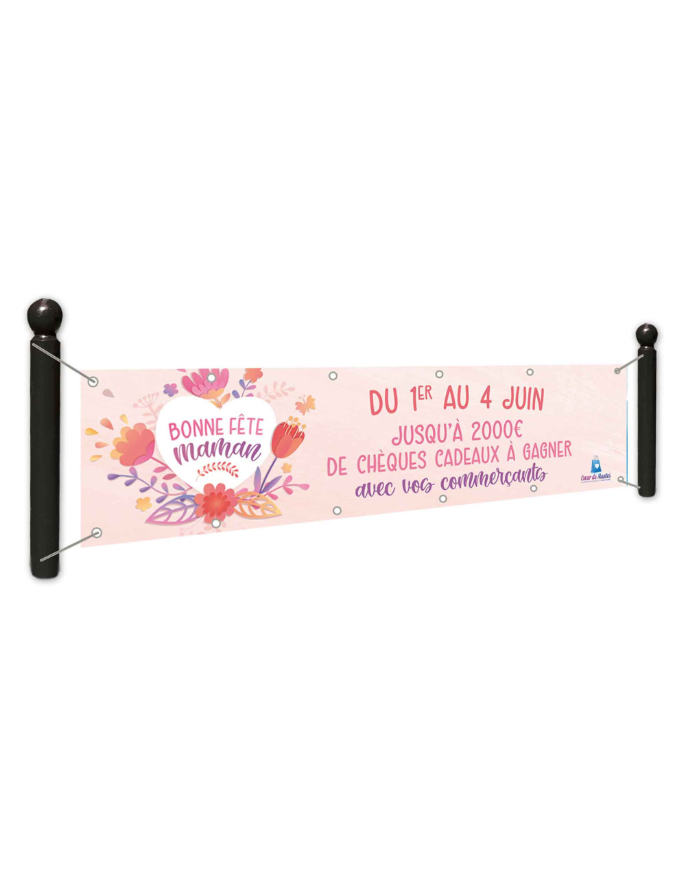 Banderole 500x100 Fête des Mères coeur et fleur