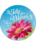 Stickers vitrine événementiel Bonne Fête Maman fleur rose