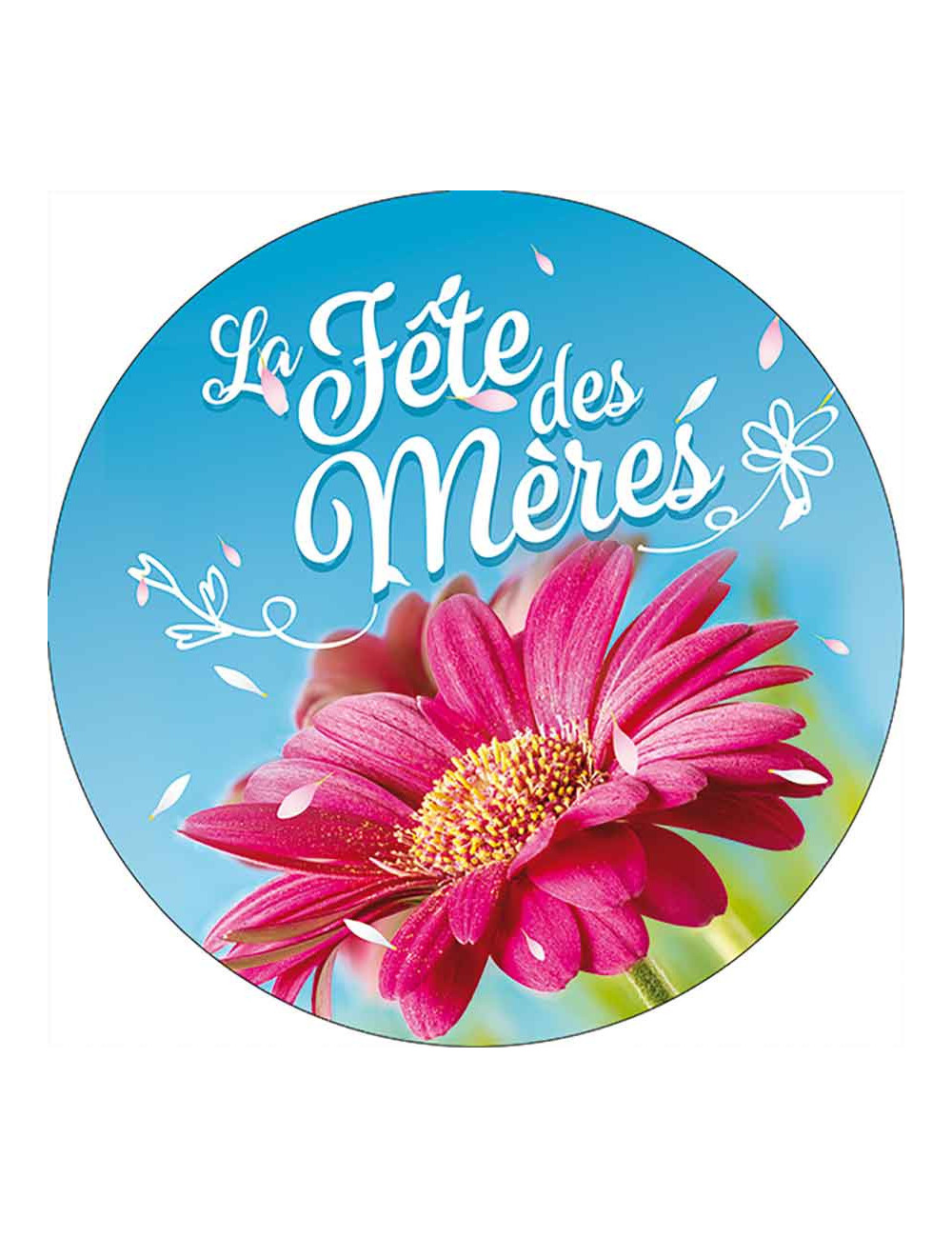 Stickers vitrine événementiel Bonne Fête Maman fleur rose