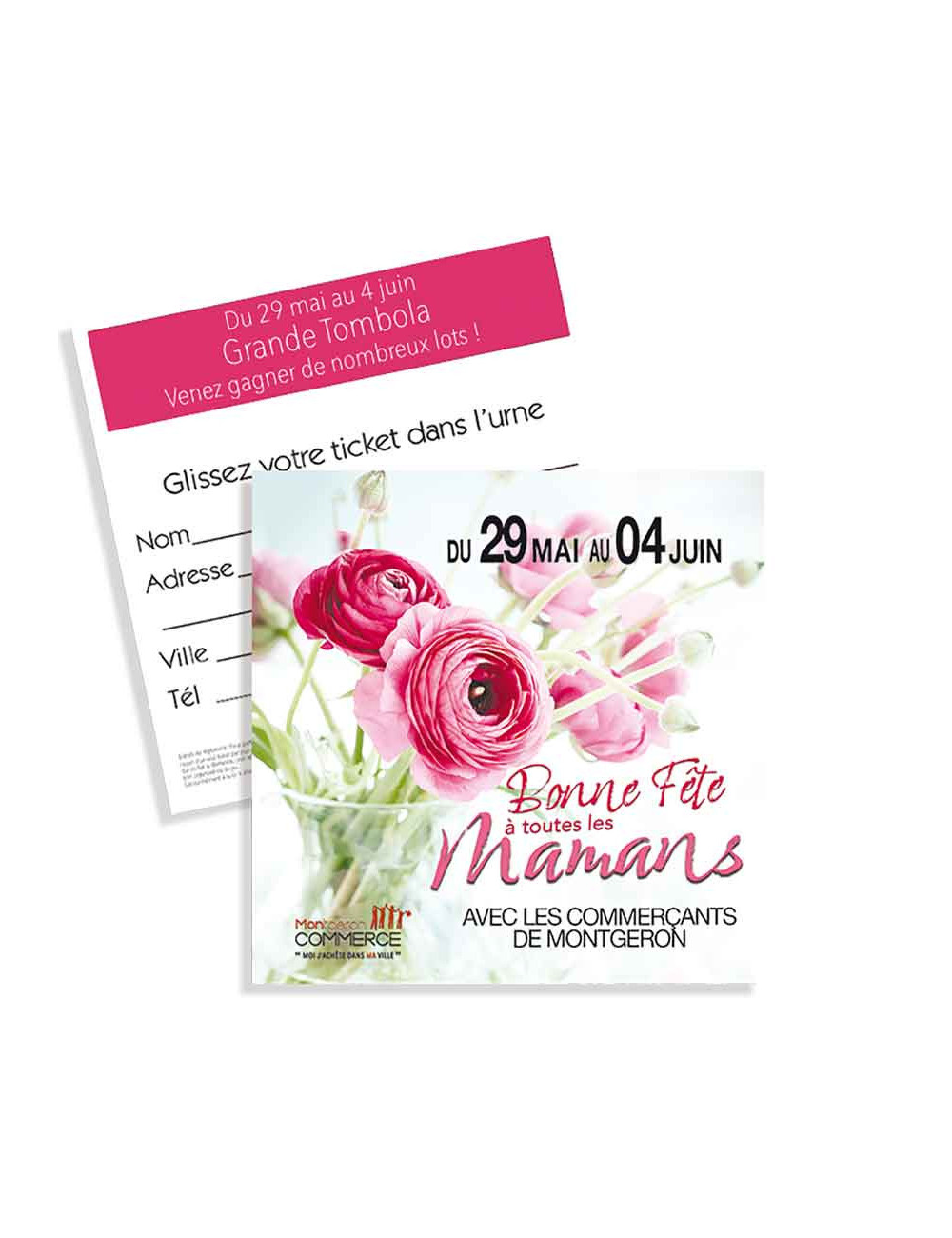 Tickets de tombola 10x10 Bonne Fête Maman fleur