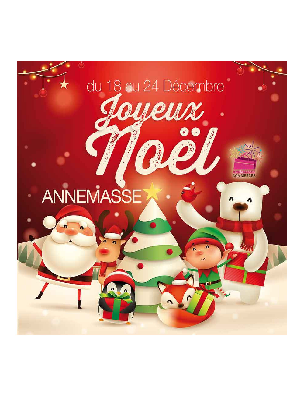 Stickers vitrine événementiel Joyeux Noël Santa & Friends