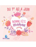 Tickets de tombola 10x10 Fête des Mères coeur et fleur