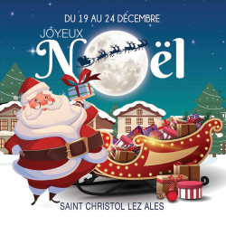 Stickers vitrine événementiel Joyeux Noël Lune