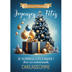 Affiches A2 (42x59,4 cm) Joyeuses Fêtes cadeaux bleu